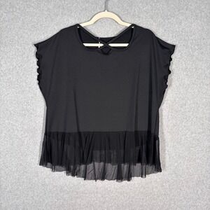 Laura Hlavac Sheer Mesh Ruffle Top Medium Whimsigoth Oversized Witchy Dark Fairy